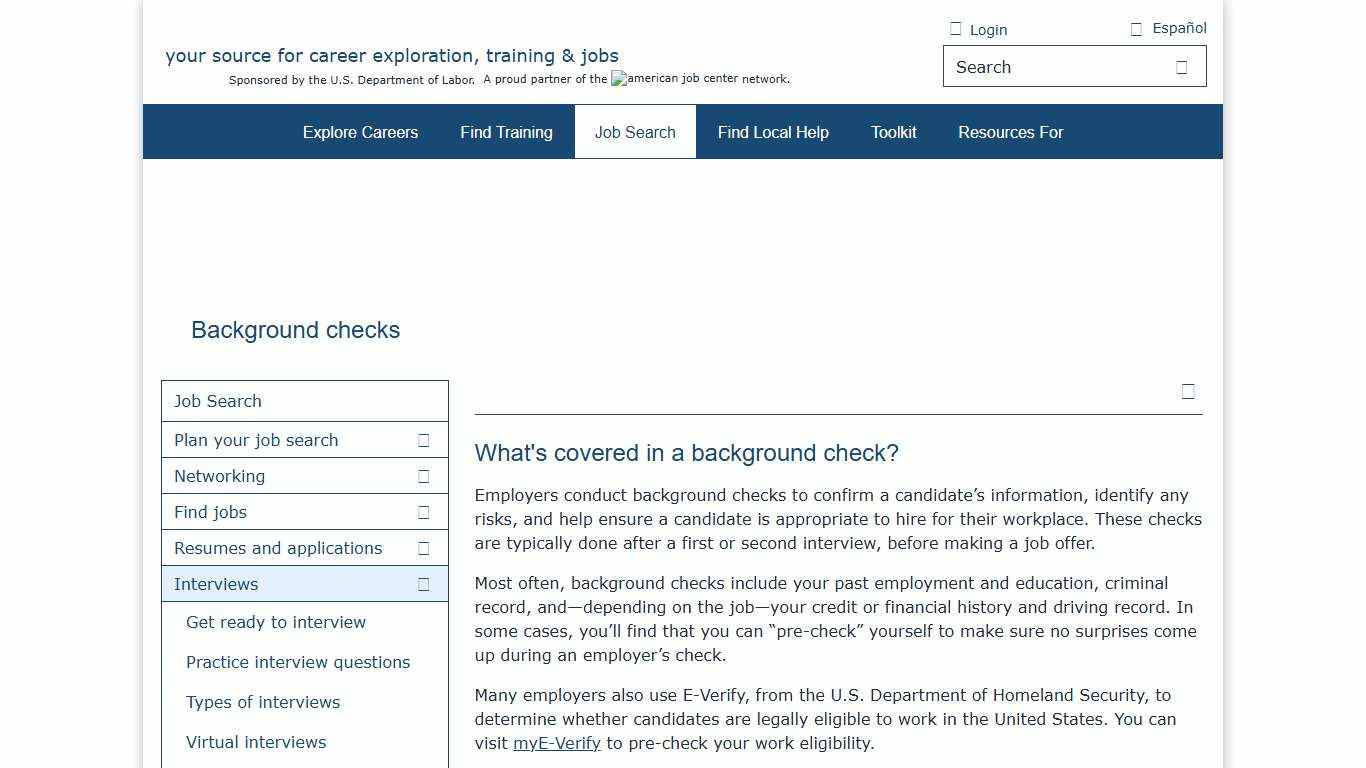 Background checks CareerOneStop